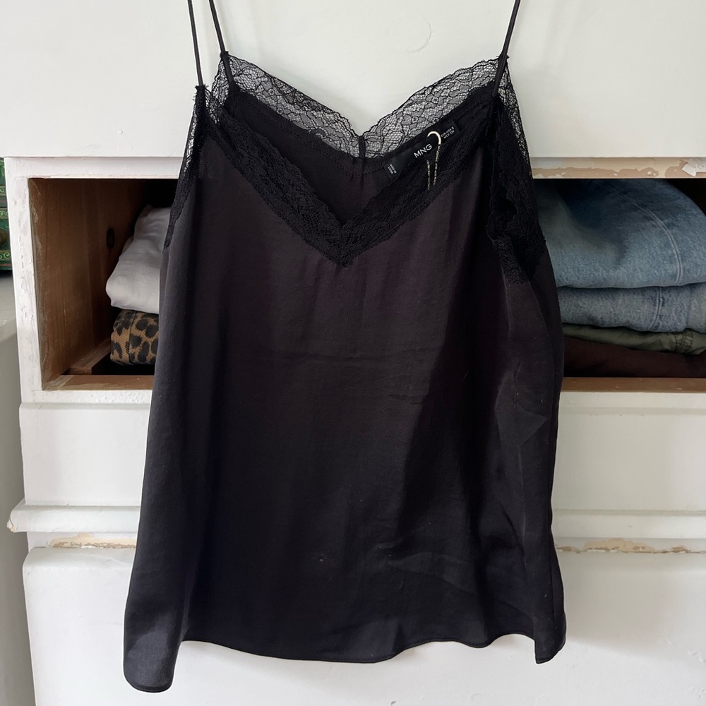Lace satin top